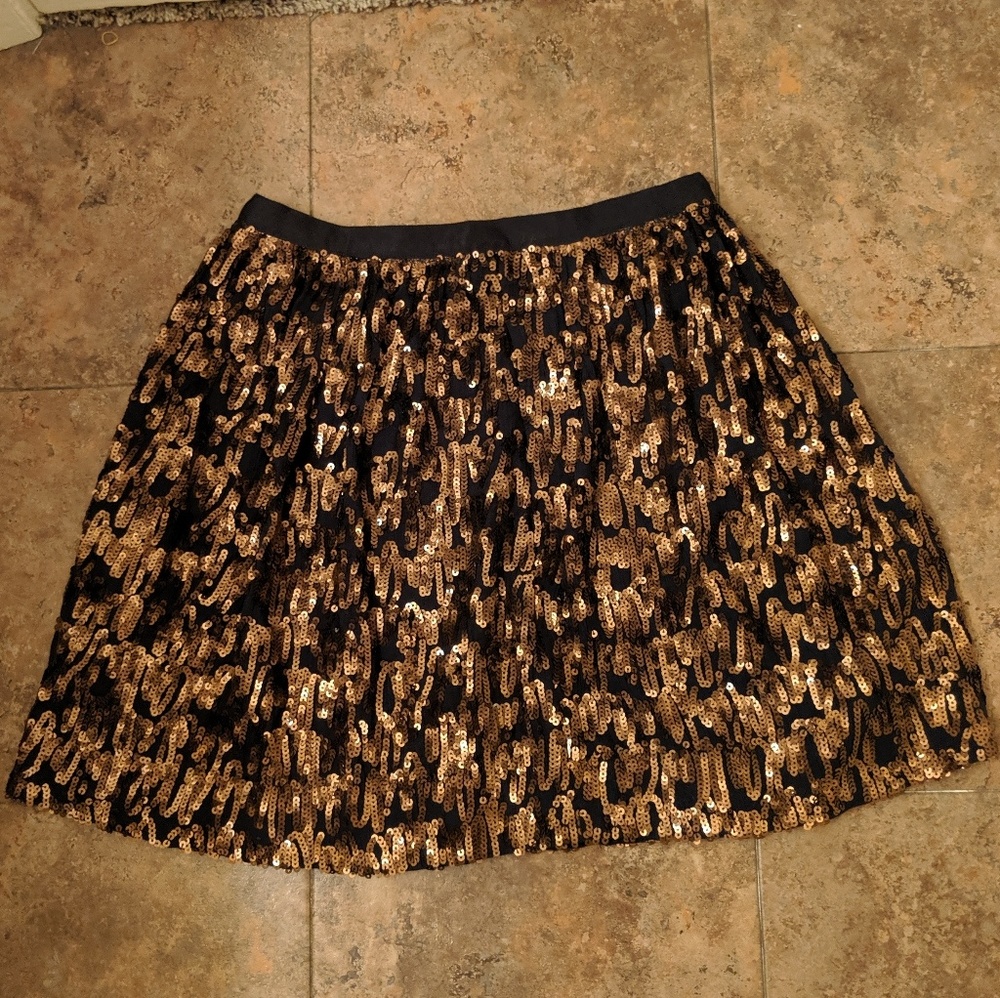 J crew brown sequined skirt